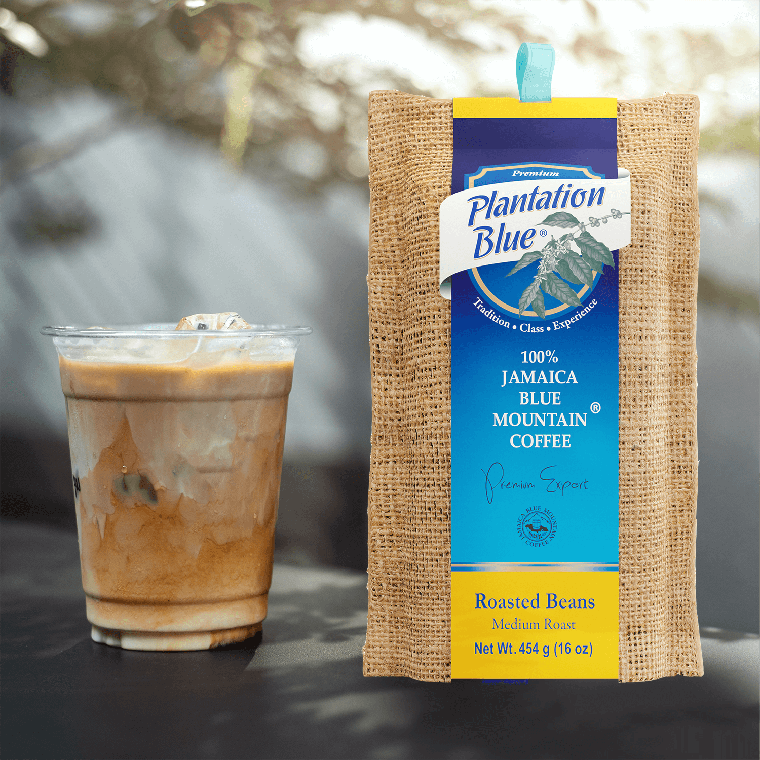 Plantation Blue 100% Jamaica Blue Mountain Premium Coffee (16 oz - medium roasted whole beans)