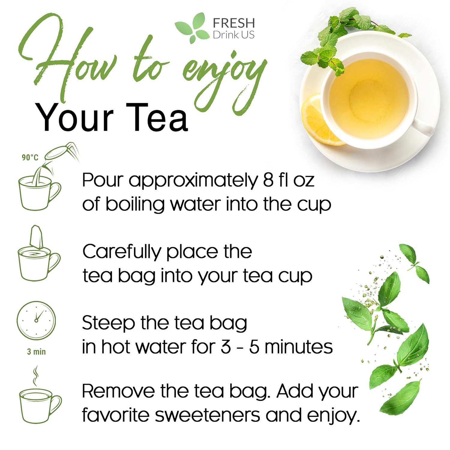 Premium Ginger Tea Bags, 100% Natural & Pure from Ginger Roots, Ginger Tea, Ginger Herbal Tea. Ginger Tea. No Sugar, No Caffeine, No Gluten, Vegan.