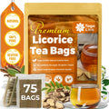 Premium Licorice Root Tea Bags, 100% Natural, Pure Licorice Root, Eco-Conscious Tea Bags, Licorice Root Herbal Tea, Licorice Root Tea. No Sugar, No Caffeine, No Gluten, Vegan