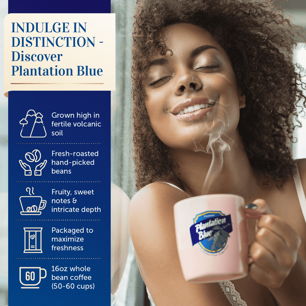 Plantation Blue 100% Jamaica Blue Mountain Premium Coffee (16 oz - medium roasted whole beans)