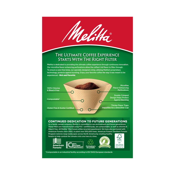 Melitta #6 Natural Brown Cone Coffee Filters